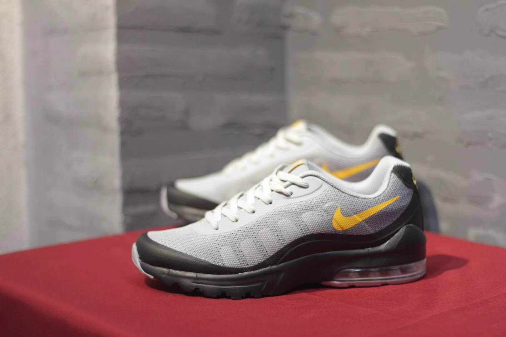 Nike Air Max Invigor Print 95 White Black Yellow Shoes - Click Image to Close